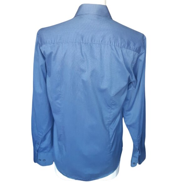 Selected SZ M Men's Blue Button Up Dress Shirt - Picture 2 of 12